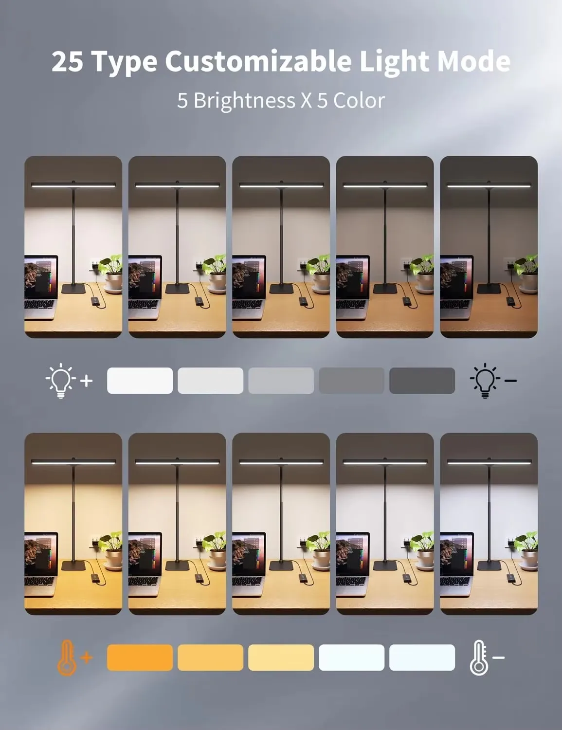 LAOPAO 52PCS LED Desk Lamp 5 Color Stepless Dimmable Touch USB Chargeable Reading Eye-protect with timer Table lamp Night Light