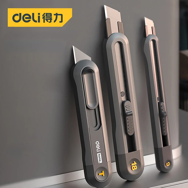 Imagem -02 - Carbon Steel Utility Knife Box Cutter Precise Cutter Auto Locking Pacote de Papelão Abridor de Corte Ângulo de 30 Graus 18 mm