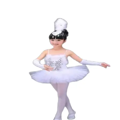 Tutú de Ballet blanco para niños, disfraz de Lago de los Cisnes, trajes de danza del vientre, ropa profesional de escenario, 1 lote