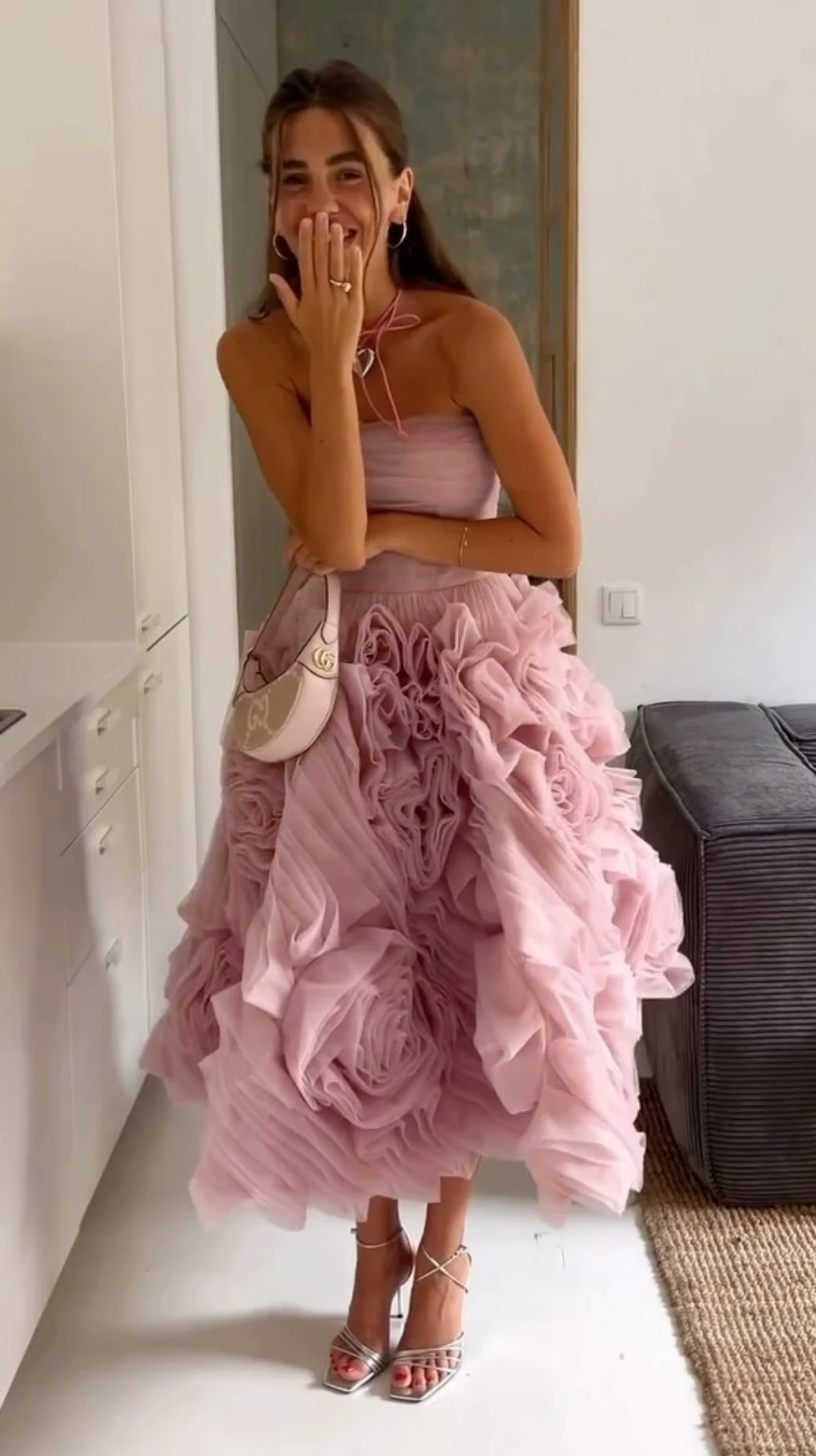 Customized Evening Dresses Exquisite Strapless Ball Gown Party Flower Net/Tulle Formal Occasion vestido de festa mulher luxo
