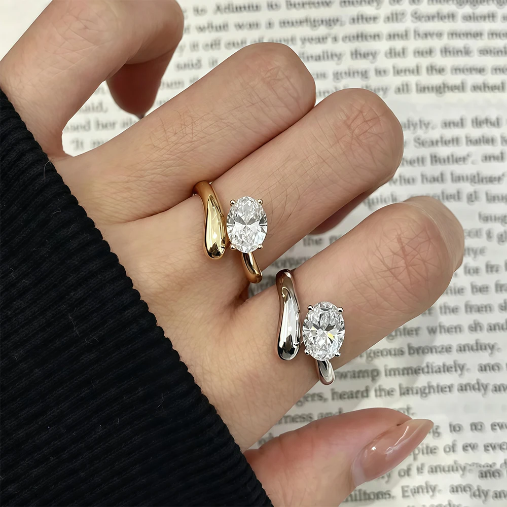 

4.5CT Oval Cut Moissanite Engagement Ring GRA Certified S925 Silver Pass Diamond Test Twist Adjustable Wedding Band for Women