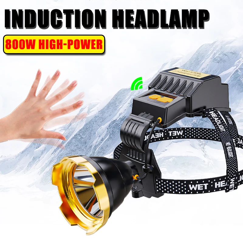 

XPE+LED Induction Headlights USB Charging 800W High-power Flashlight Super Bright Outdoor Cycling Night Fishing Lighting Torch