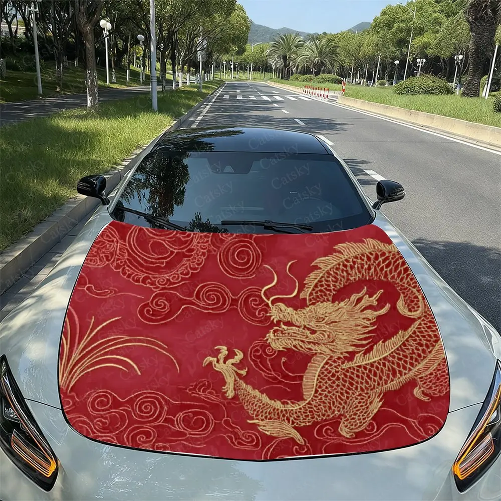 

Dragon Pattern Car Hood, Self-adhesive Wear-resistant Art Pattern Stickers, Suitable For All Car Models, Car Parts Accessori