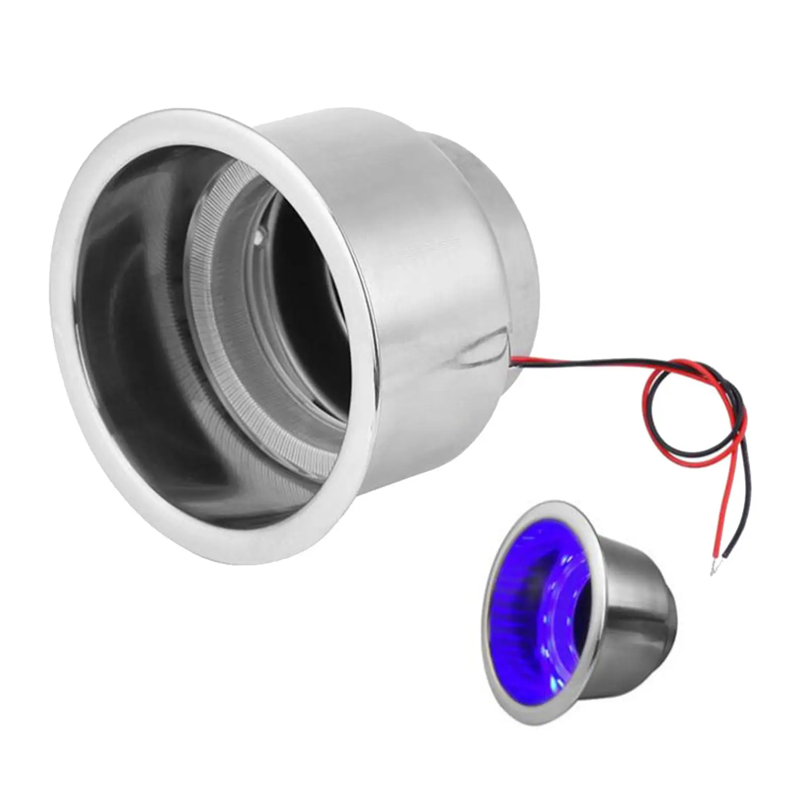 LED Illuminated Recessed Drink Cup Holder Stainless Steel Beverage Organizer for Car Boat Yacht Truck Table