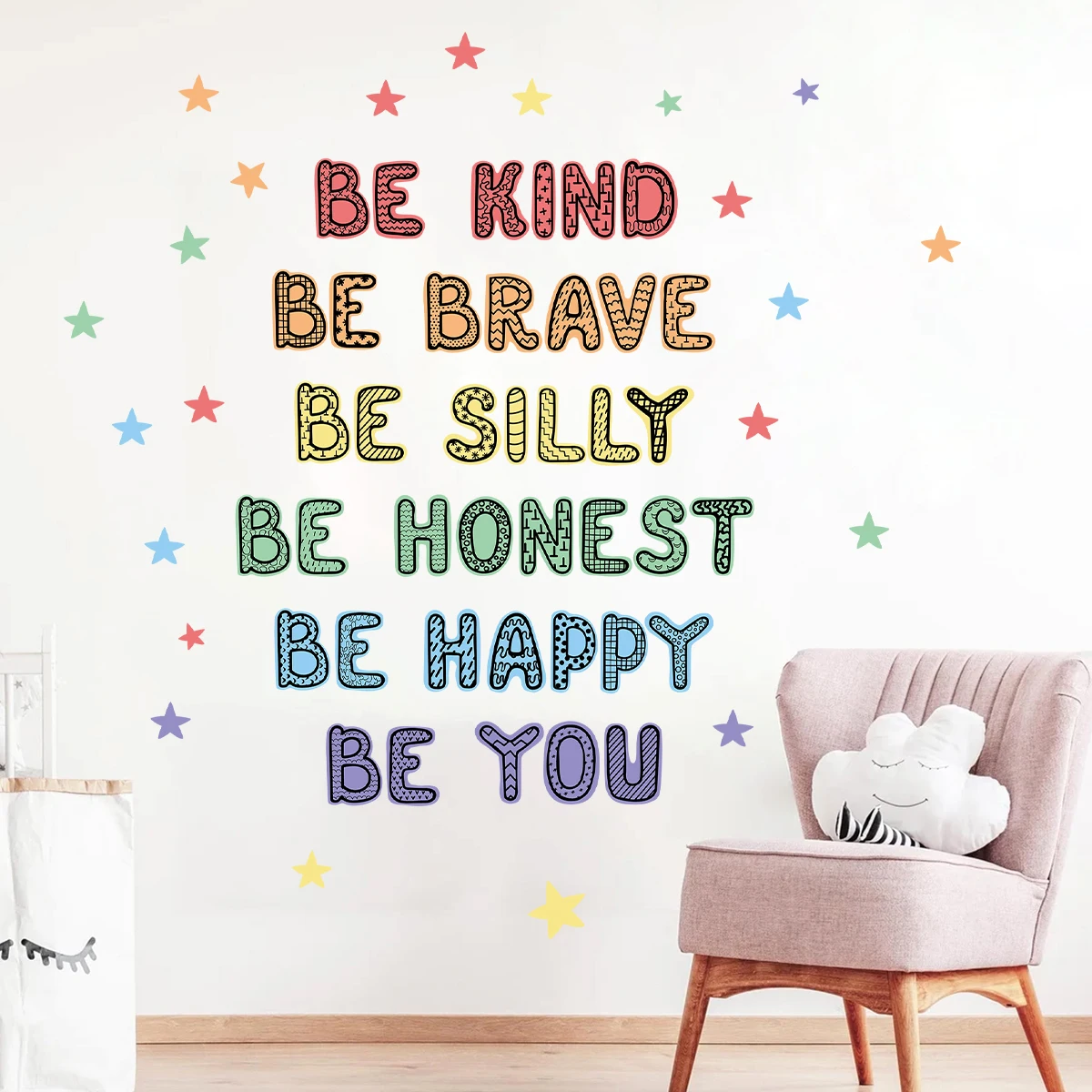 Cartoon Colorful Text Wall Sticker for Children Room Baby Room Decor Learn English Kids Room Decoration Living Room Wall Decals