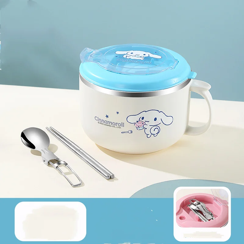 

Hot Sanrio Sus 304 Instant Noodle Bowl Cinnamoroll Kawaii Anime Fashion Student Office Worker Large Capacity Rice Bowl New Style