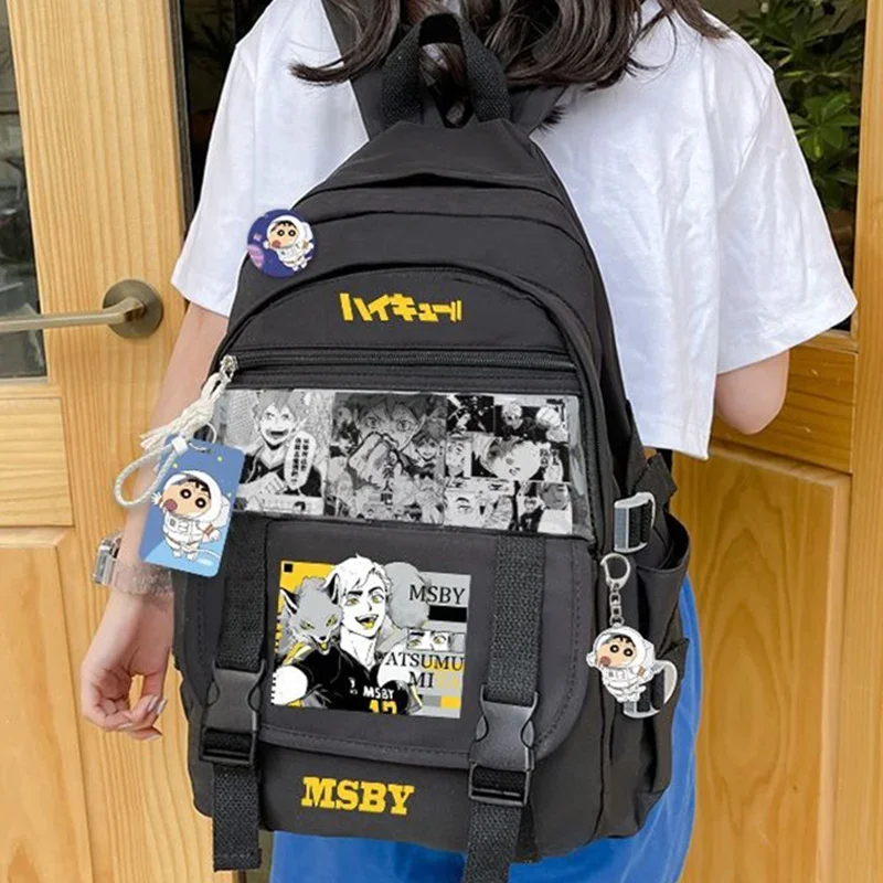 33×45×15cm Black White, Haikyuu, Student Kids Teens School Bags, Large Capacity Mochilas Anime Backpacks For Girls Boys Gift