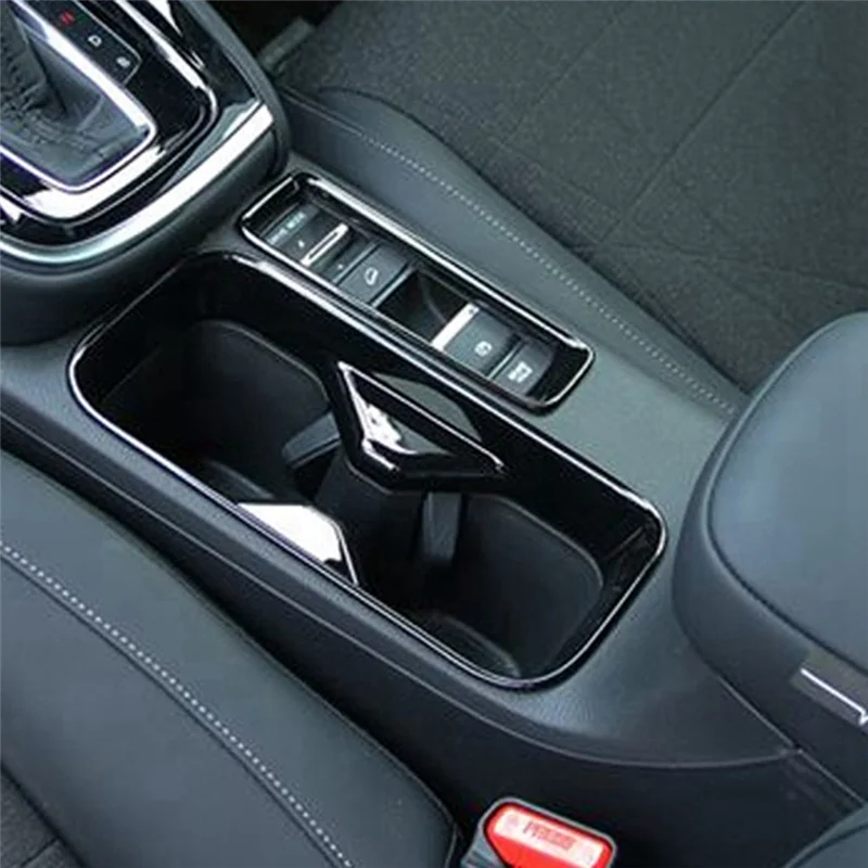 2 pçs console central do carro suporte de copo de água decoração capa guarnição adesivos peças para honda hrv HR-V vezel 2021-2023 preto brilhante