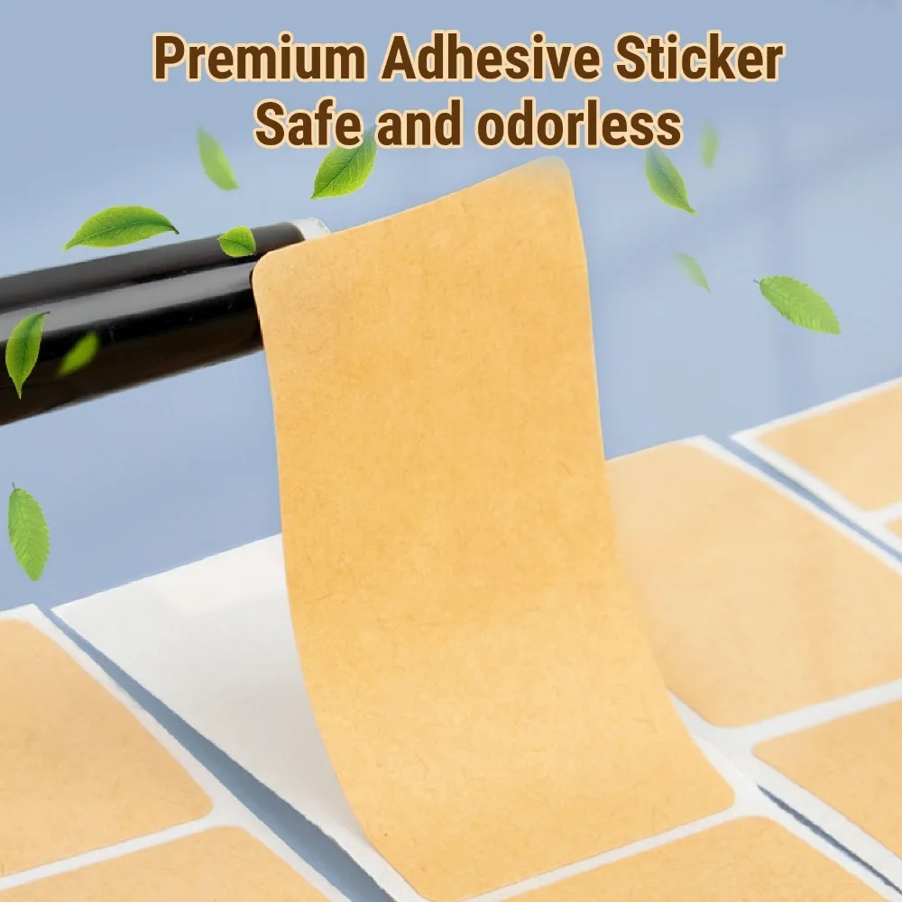 5Pcs Kraft Self Adhesive Stickers Roll Packaging Writable Surface Square Labels Practical Lightweight Blank Stickers Bottles