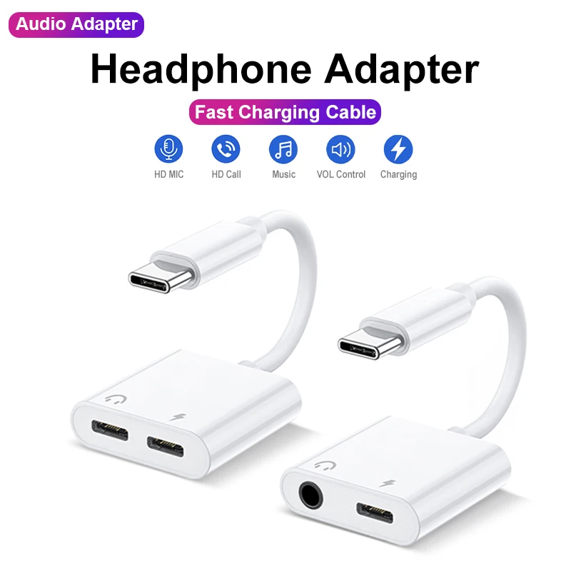 Type C To 3.5mm Headphone Jack OTG Adapter For iPhone 15 Pro Fast Charger For Samsung Xiaomi One Plus USB C Connector Aux Cable