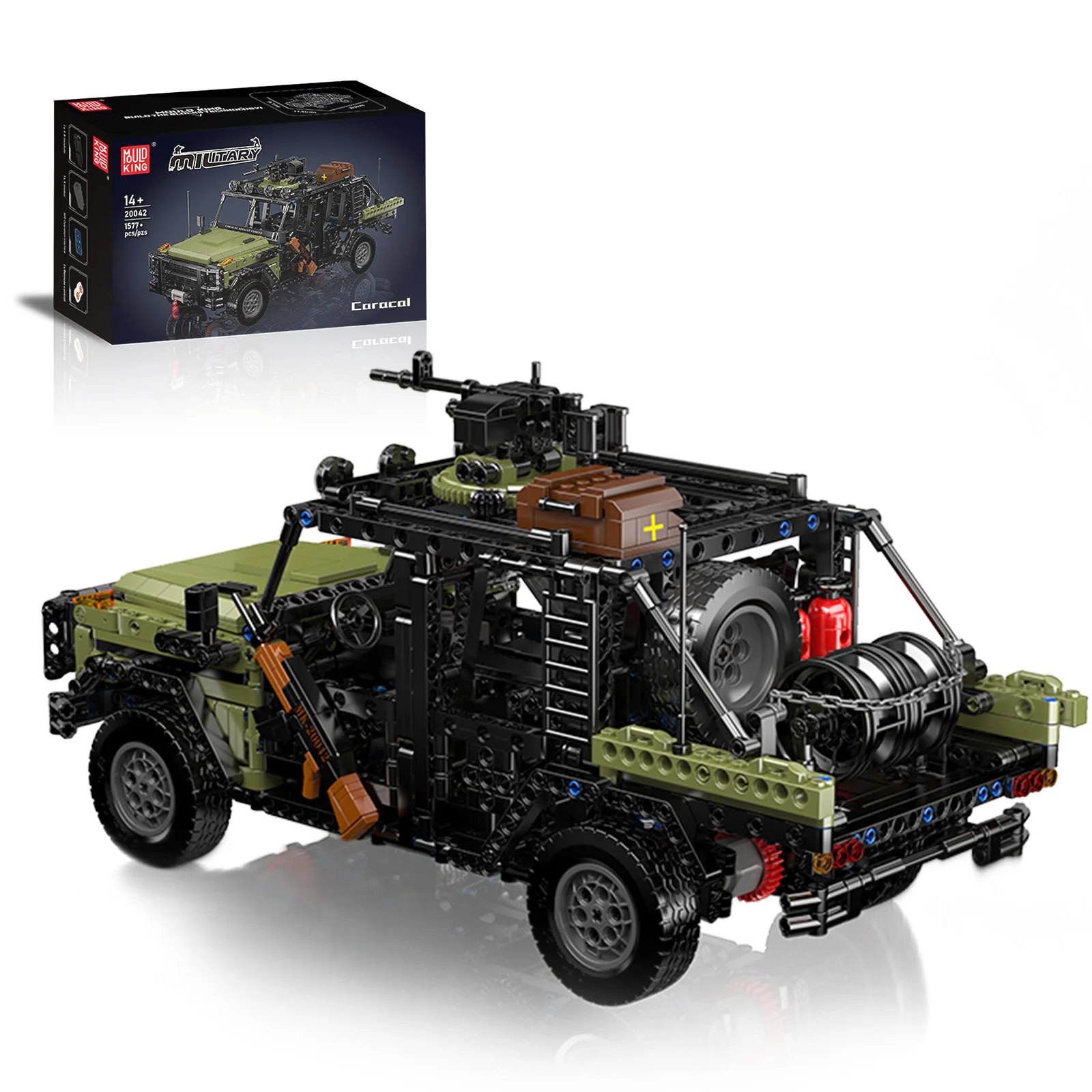 Mould King 20042 1577pcs Lynx Assault Vehicle Military Building Blocks Camo Green/Desert Grey