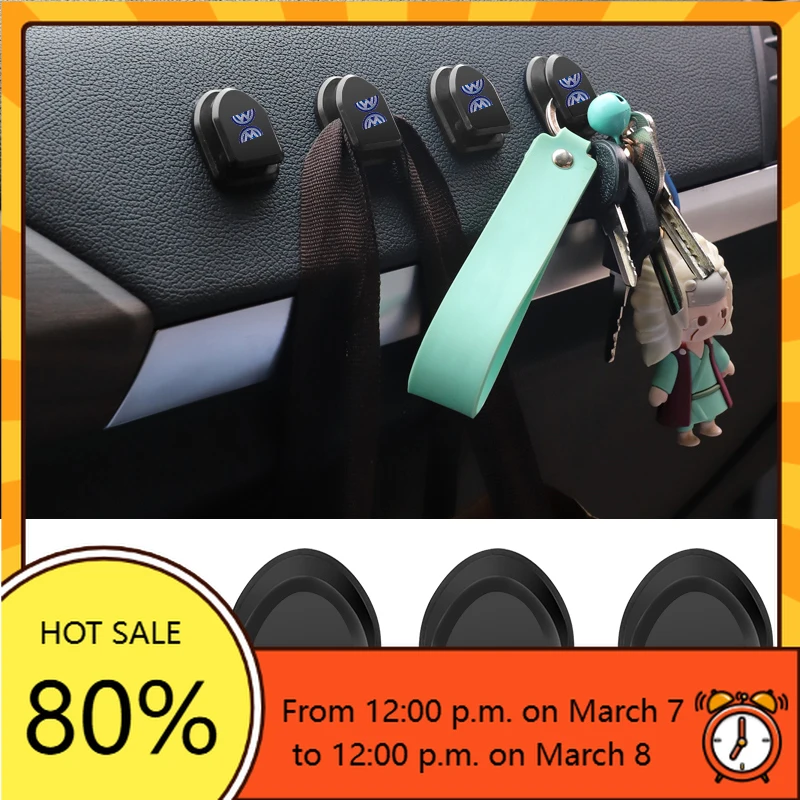 

VW GTI GOLF Car Sticker 1/2/4Pcs Car Styling Hooks Interior Storage Holder For Volkswagen CC R-Line GTI T5 Golf T-ROC R Polo GTD