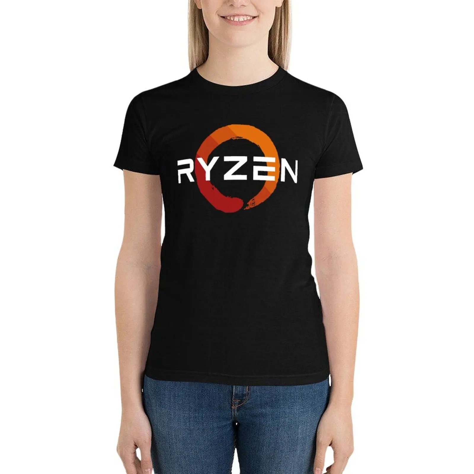 Camiseta Ryzen feminina, tops bonitos, suor, roupas de secagem rápida