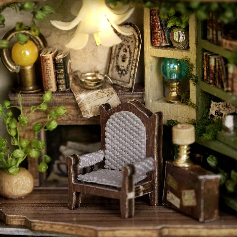 Holz Miniatur Puppenhaus 3D Puzzle Montage Gebäude Modell Kit Kleine Zimmer Spielzeug Hause Mit Möbel Beleuchtung Holz Handwerk Geschenk – Detail 10