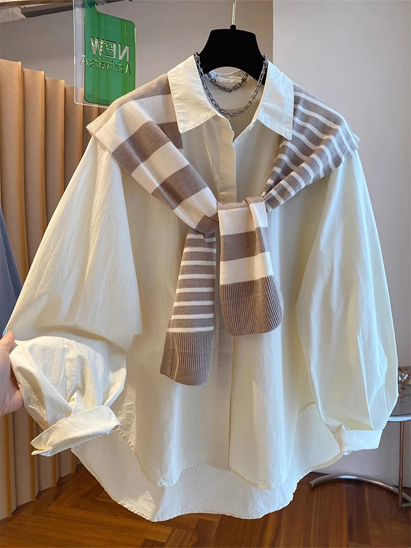 

Оверсайз рубашка в полоску премиум-класса с длинным рукавом, свободного кроя, с отложным воротником, для мужчин и женщин, весна-осень