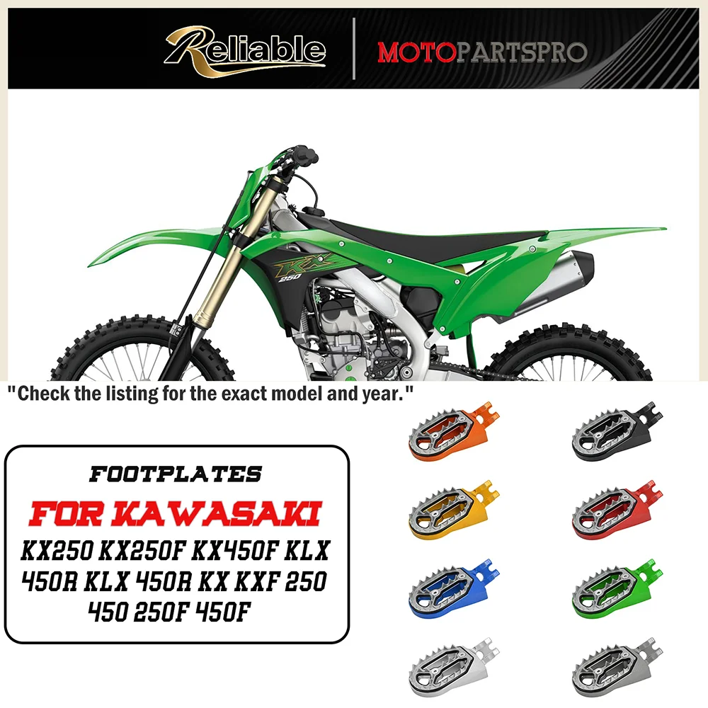

For Kawasaki KX250 KX250F KX450F KLX450R KLX 450R KX KXF 250 450 250F 450F Dirt Bike Motocross Footpeg Footrest Pedal Foot Pegs