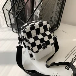 Vendita calda Plaid piccola borsa Messenger borse a tracolla per le donne ragazze 2022 New Student Canvas One Shoulder Square Bag bolsas