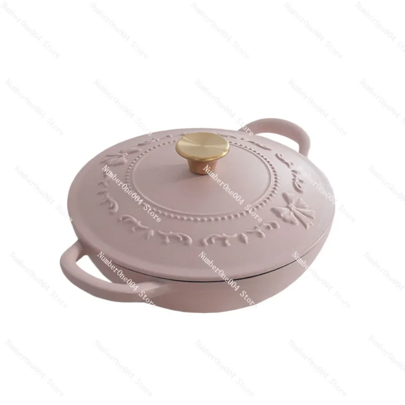 Cast Iron Enamel Pot, Saucepan, Enamel Seafood Pot, Mommy Pot, Wok, Saucepan, Flat Bottom Stew, Non-stick Electric Gas Universal