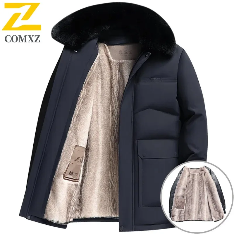

COMXZ Men Padded Jacket Hooded Warm Design Travel Cold Resistance Snow Winter Jackets Camping Trip Lightweight Feel Padding Coat