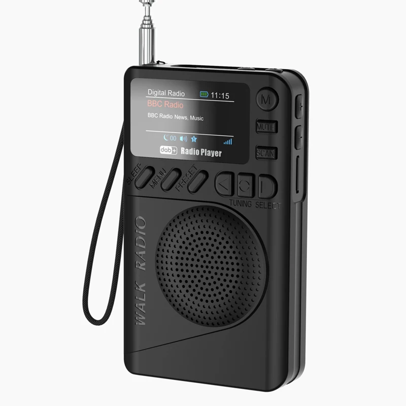 Mini Radio DAB/FM de poche, écran LCD coloré, récepteur, haut-parleur Bluetooth Rechargeable, lecteur MP3, prise en charge de la minuterie de sommeil TF