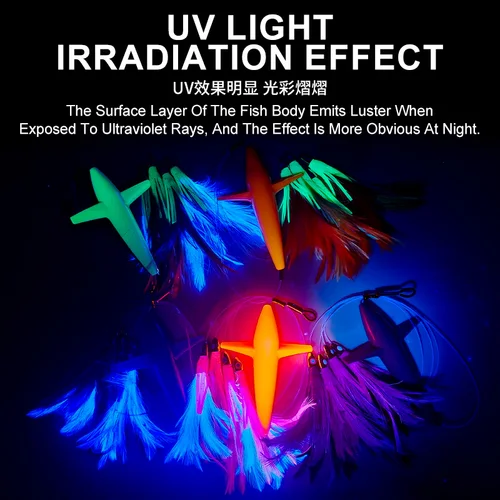 Imagen 2 del producto TEASER TR009 122g mar pájaro Teaser cebo de pesca UV Deepsea gran juego pluma falda de curricán atún Señuelos de pesca con gancho