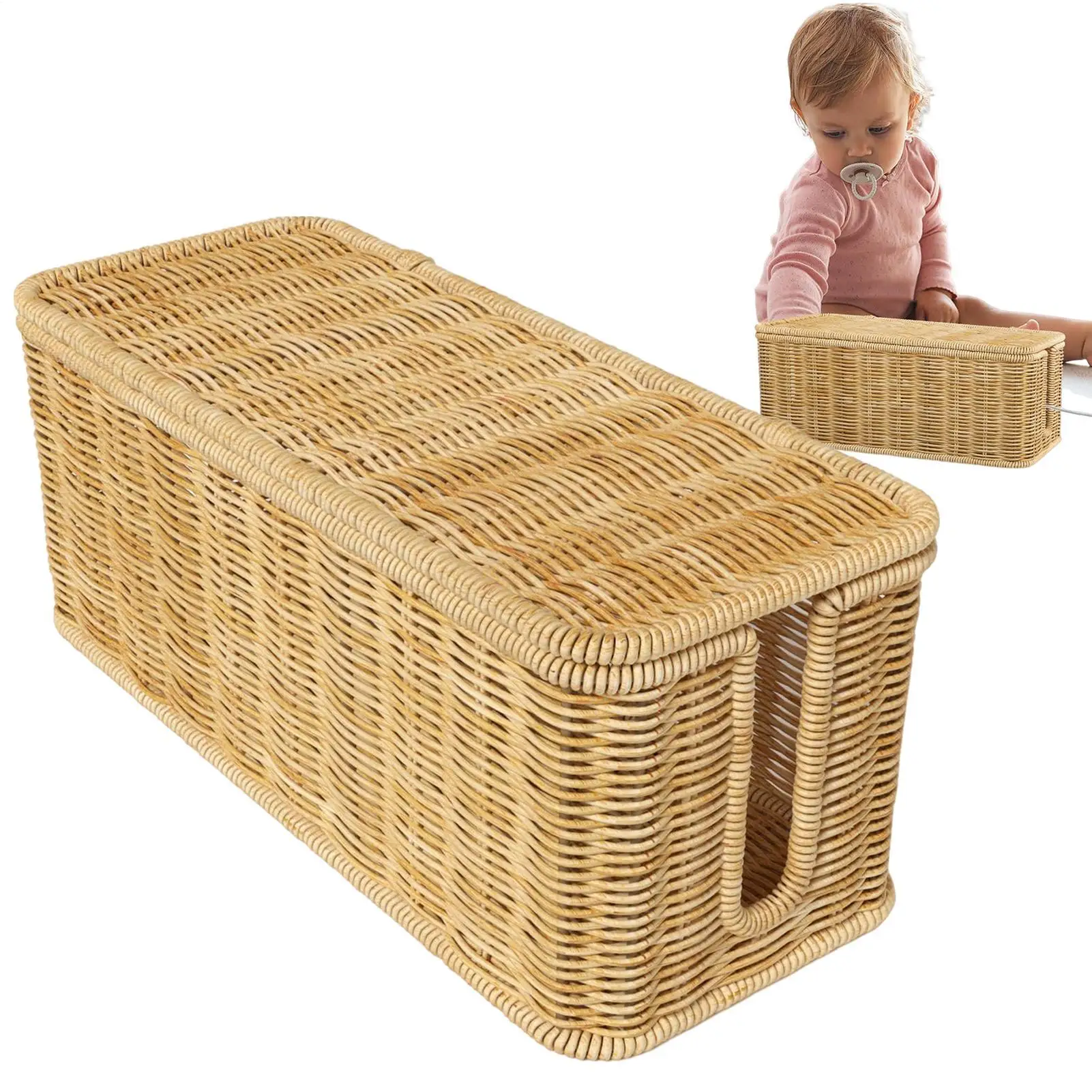 تقليد الروطان منظم الكابلات صندوق مكتب عمل مقبس الشاحن خط الشبكة صندوق تخزين الحبل مخفي صندوق منظم