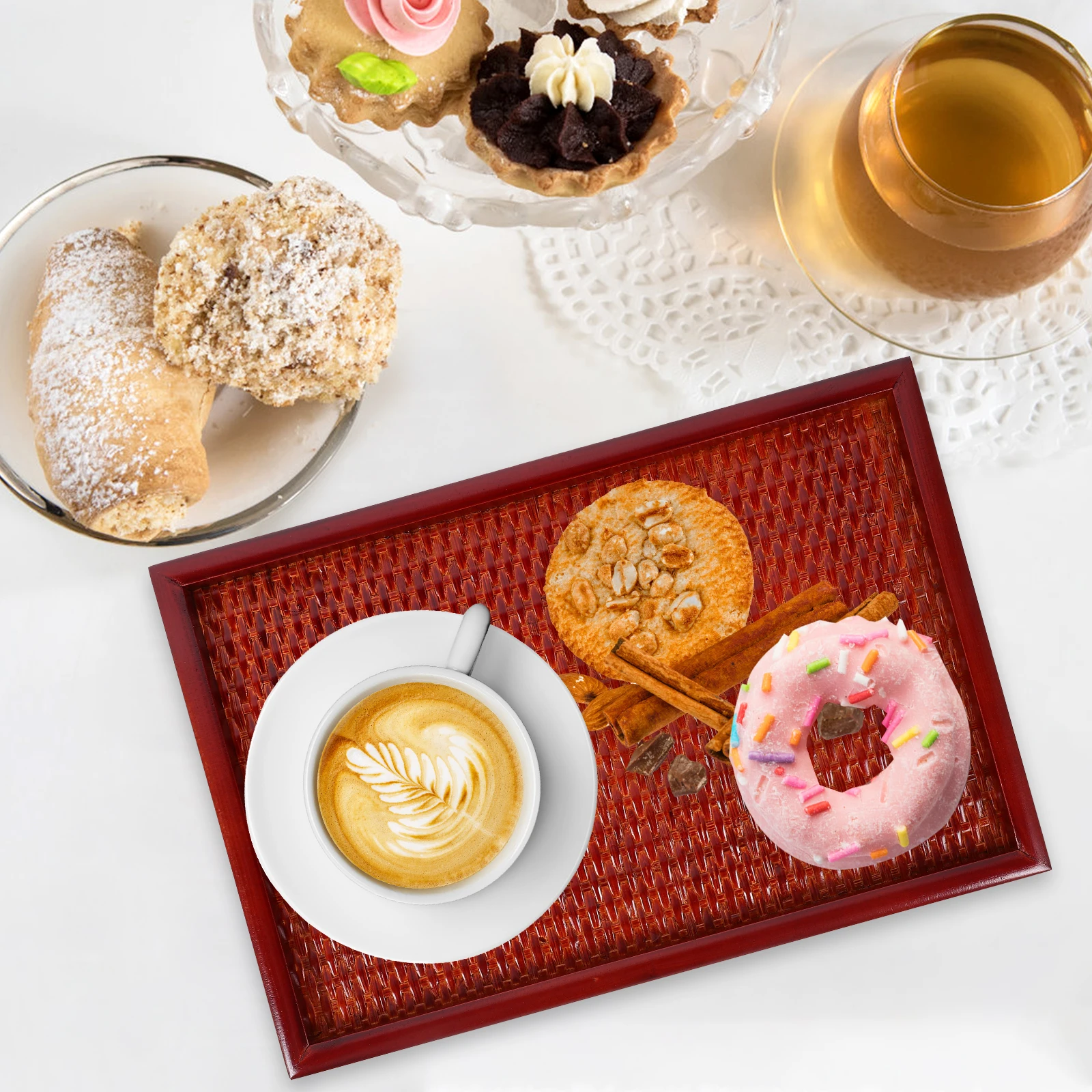 

Bamboo Tray 15x15x2cm Woven Snack Plate Fruit Storage Dessert Holder Dry Fruits Kitchen Decor Picnic Home Use Serving Tray