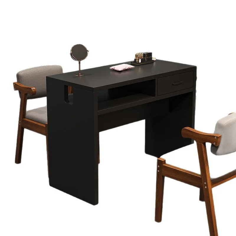 Upgraded clip light hole retro manicure table, modern simple single and double manicure workbench drawer storage double