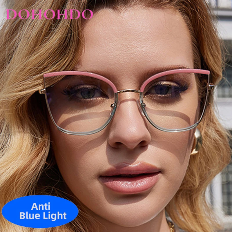 

Metal Vintage TR90 Cat Eye Anti-Blue Light Glasses Women Men Luxury Brand Designer Computer Eye Protection Optical Eyeglasses