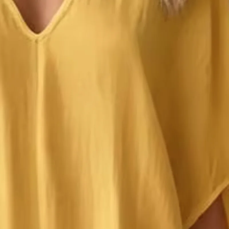 

Women Cotton Linen Long Dress Drapey Fabric V Neck Tunic Elegant Slit Dress Summer High Slit Flowy Beach Sundress