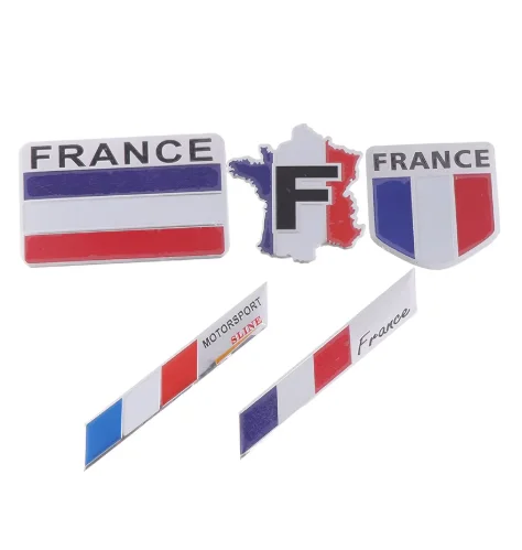 

3D Aluminum France Flag Emblem Badge Car Sticker Decals Car-Styling For Peugeot 307 206 207 Citroen Renault DS C2 C3