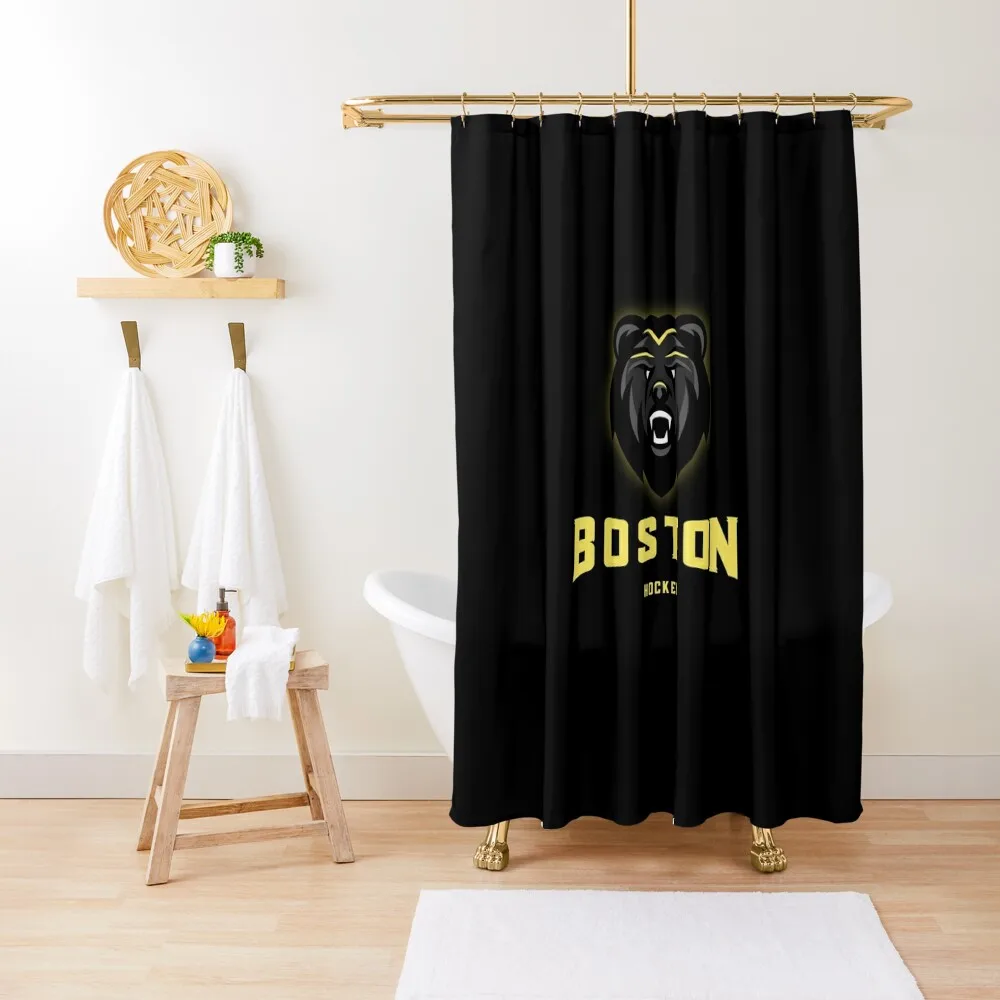 Boston Bruins Hockey Shower Curtain Waterproof Bath And Anti-Mold Shower Bathroom Curtain