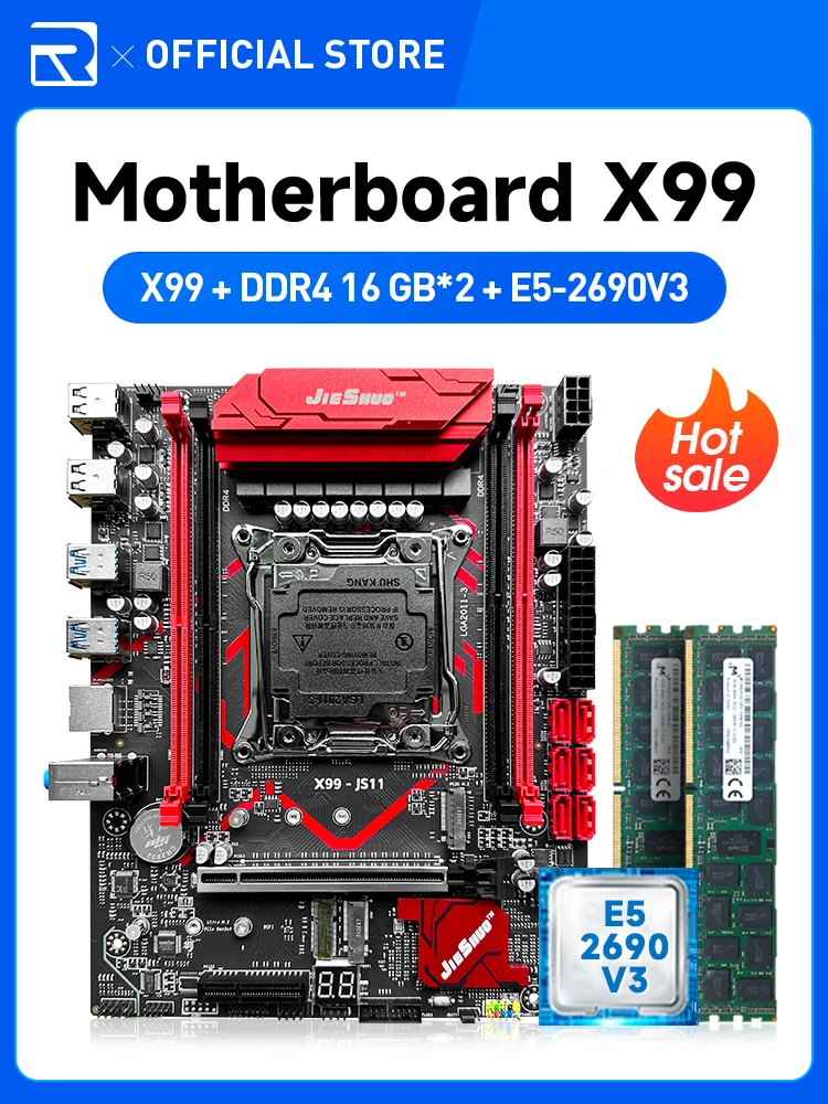 

Материнская плата JIESHUO X99 JS11 LGA2011-3 DDR4 двухканальная поддержка процессора Xeon 64 ГБ ОЗУ NVME M.2 SATA3.0 настольная плата