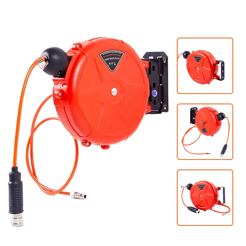 Compressor Hose Reel Retractable 10m Automatic Rewind Tool Commercial Reel With Swivel Bracket Quick Coupler Air Compressor