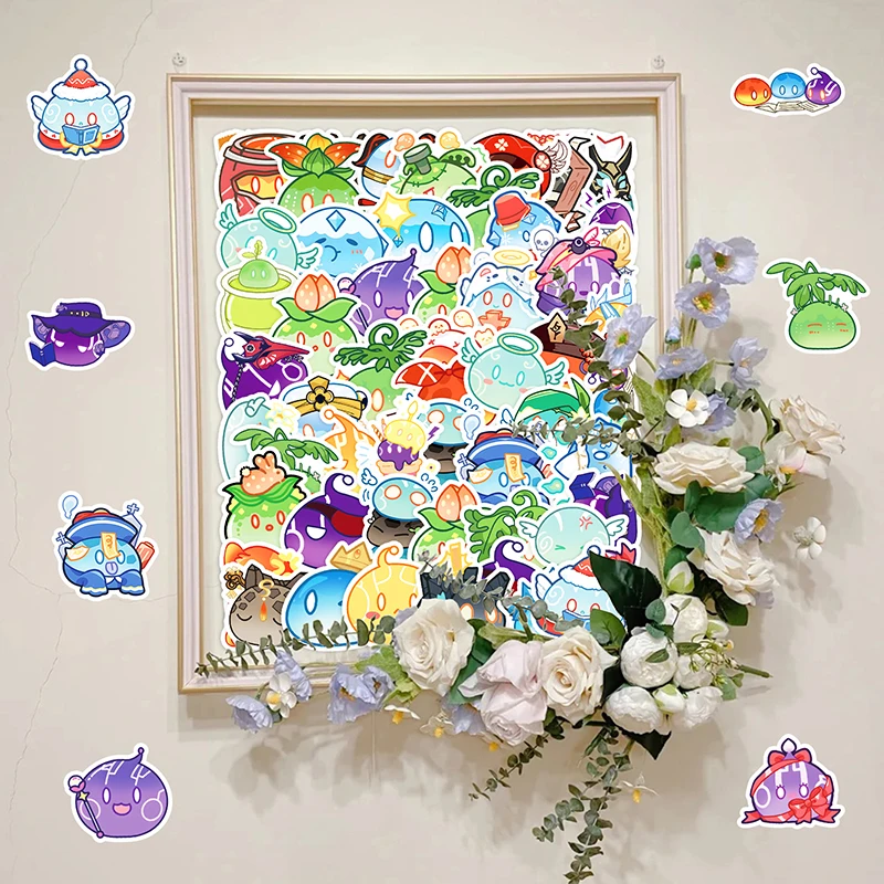 50 قطعة من ملصقات Genshin Impact Slim Series الكرتونية اللطيفة المقاومة للماء للتزلج على الجليد ملصق منزلي عتيق #6