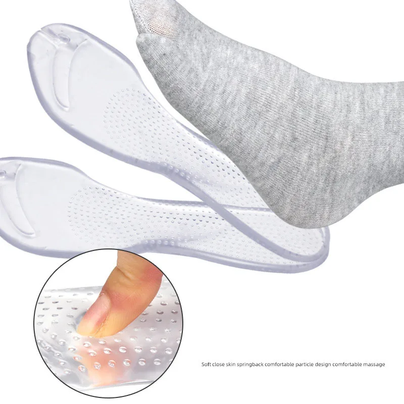 Plantillas de silicona autoadhesivas con Clip de cojín de siete puntos, palma completa, deportes para hombres y mujeres, comodidad inferior súper suave, 1 par