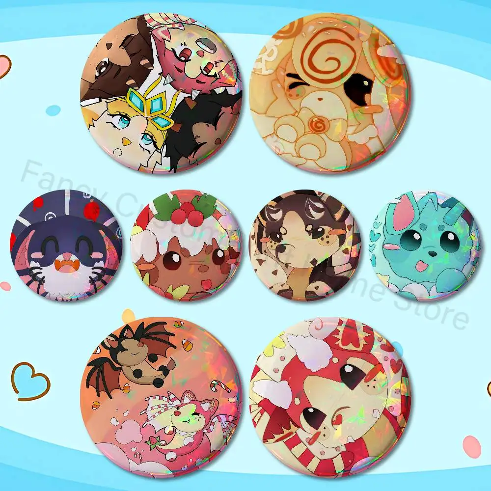 

Cute A-Adopt Me Game 58mm 44mm HD Print Brooch Badges Pretty Derby Round Display Brooches Lapel Pins
