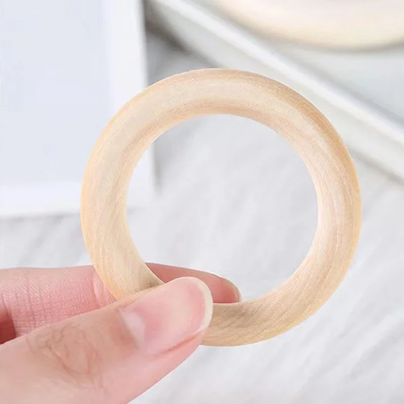 3-100Pcs Natural Wooden Rings 15-100mm Unfinished Solid Smooth Wooden Rings Circle Pendant for Macrame DIY Crafts Jewelry Making