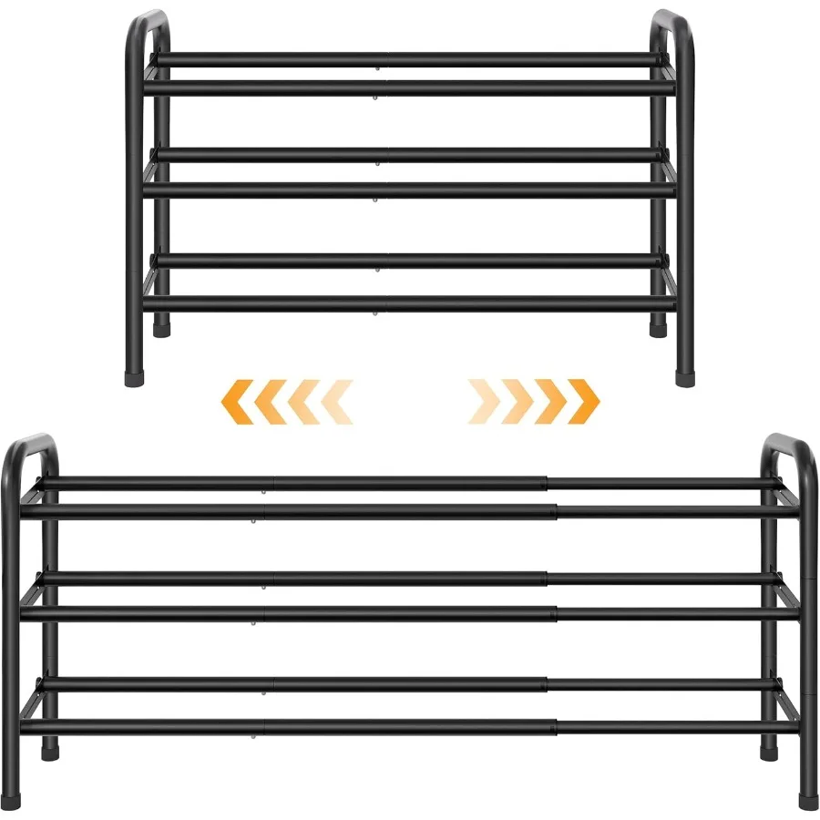 

3 Tier Shoe Organizer Shoe Rack for Closet 28 Metal Shelf Can Expandable to 42 for Bedroom Entryway Closet Garage Adjustable to