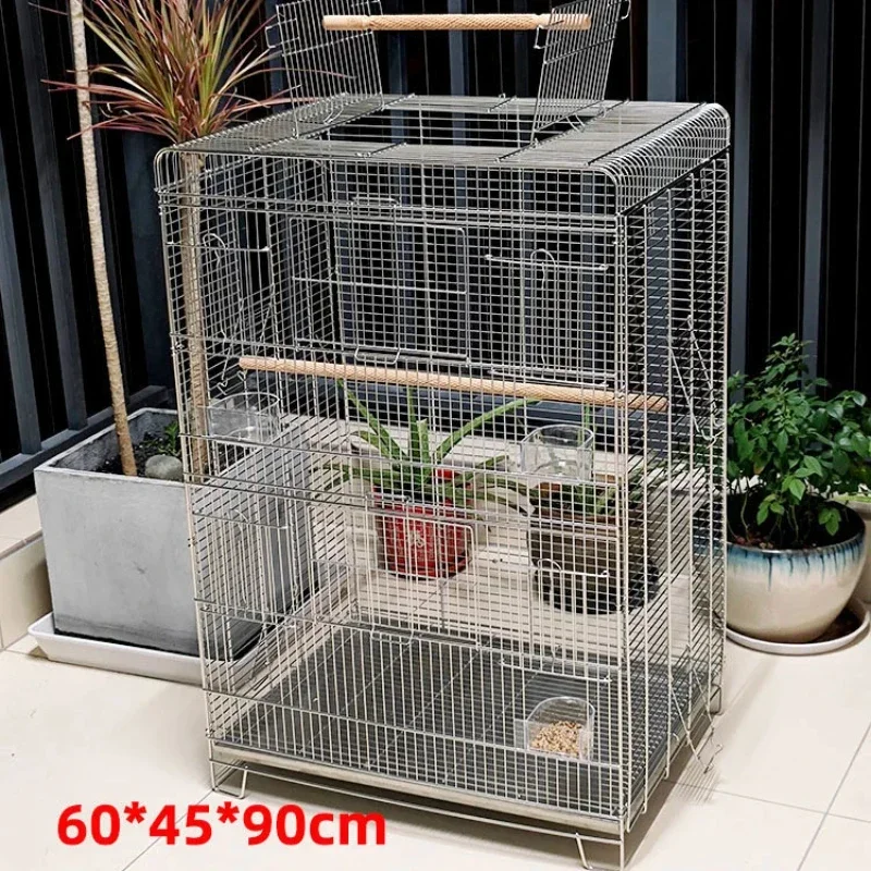 Large Open-Top Bird Cage Parrot Cage Stainless Steel Peony Tiger Skin Xuanfeng Big Brother Luxury Villa Breeding New Cage