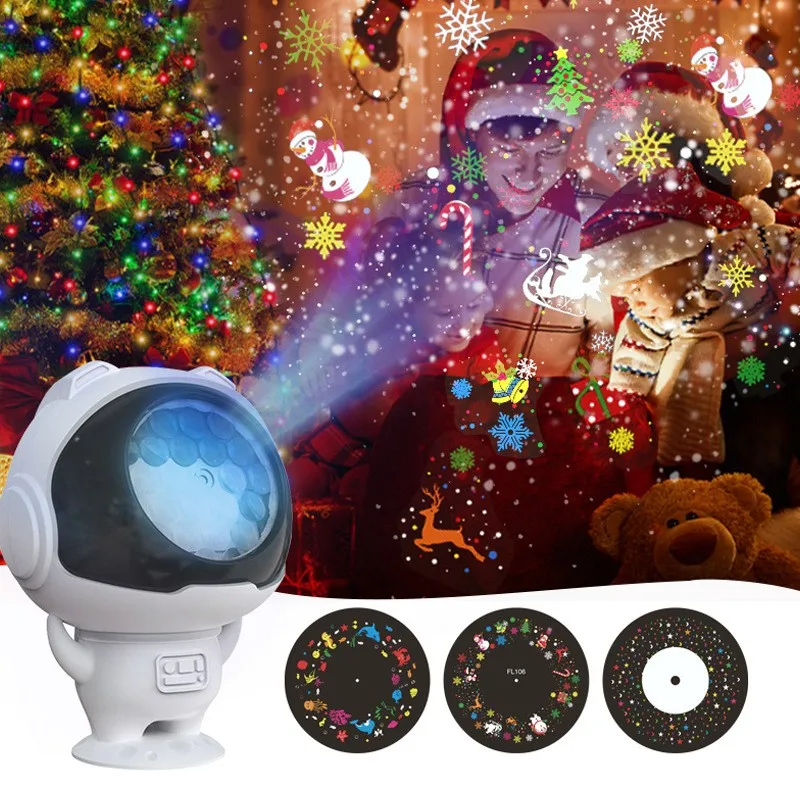 Mini-stage astronaut 16 Christmas pattern lights white snowflake projector lights Halloween decorations children\'s gifts