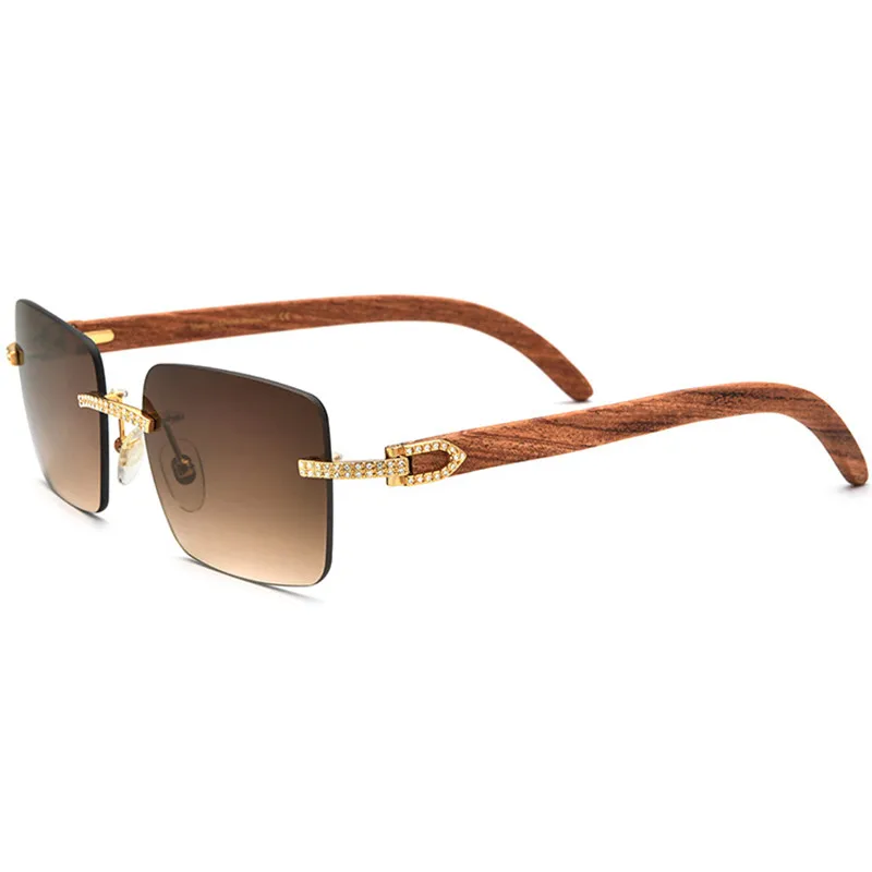 New Diamond Mahogany Sunglasses Handmade Wooden Leg Luxury UV Sunglasses Nylon New High-end Custom Fashion for Men and Women.