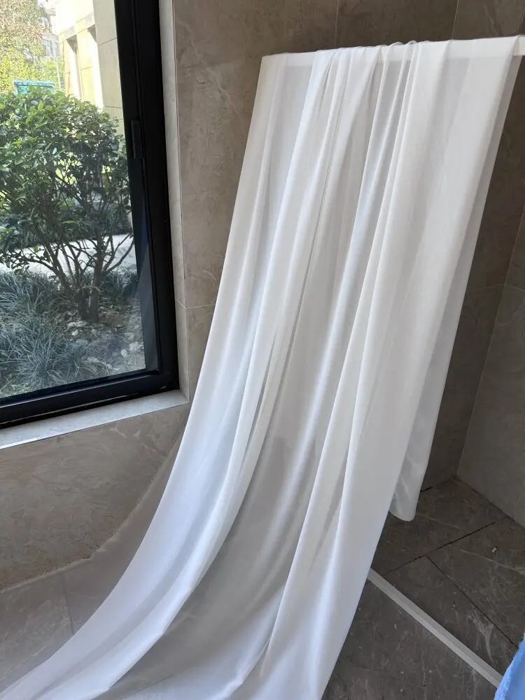 Translucent 100D Light White Chiffon Draping Fabric for Wedding Ceremony Layout Sheer Yarn Slow Hanfu Fabric