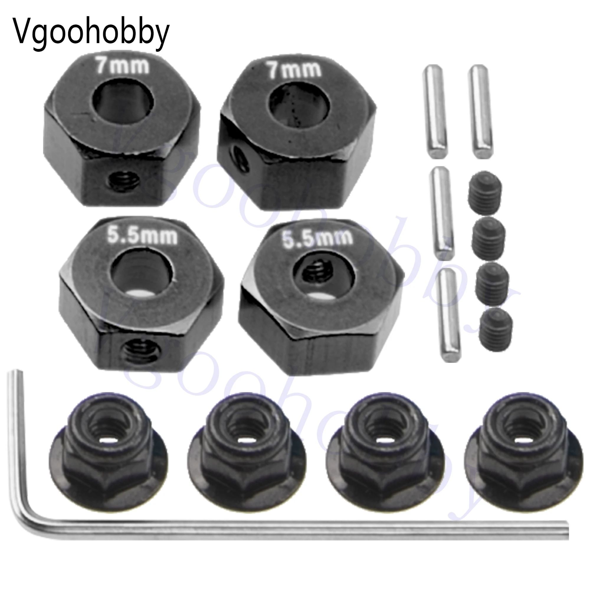 Adaptadores de Roda Hexagonais de Alumínio RC 12mm e Porcas de Bloqueio Flangeadas para Carros RC Traxxas 2WD Slash Rustler Stampede 1/10