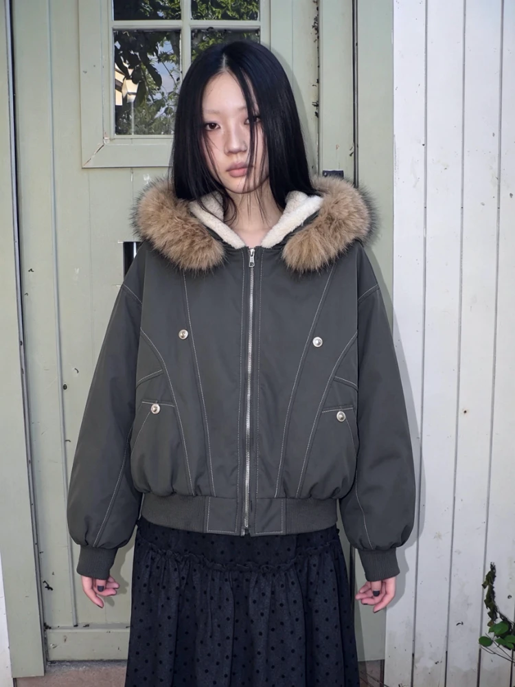 Autumn Casual Parkas Coats 2026 Winter Women Fashion Solid Full Sleeve Lace Up Loose Short Jacket Trendy Commute Pocket Outwear