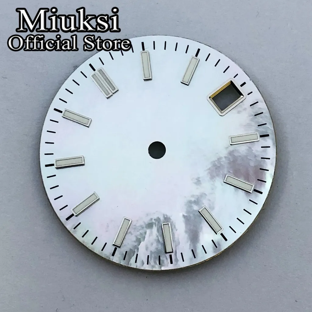 Miuksi 28,5mm Silber Blau Gold Steriles Uhrenzifferblatt Leuchtend Passend für NH34 NH35 Uhrwerk Passend für 3/3,8/4,2 Uhr Krone – Detail 4