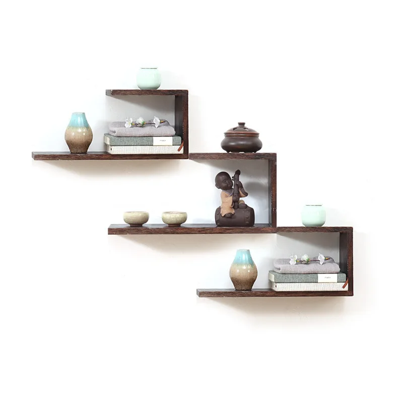 

Solid wood wall-mounted Bogu rack Wall-mounted rack Display wall shelf Shelf decorative wooden shelf Bookshelf laminate grid
