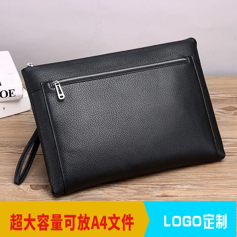 Bolsa de couro macio para negócios, moda de camada superior de couro macio, mensageiro genuíno, marca de luxo, bolsa de mão de couro leve e luxuosa