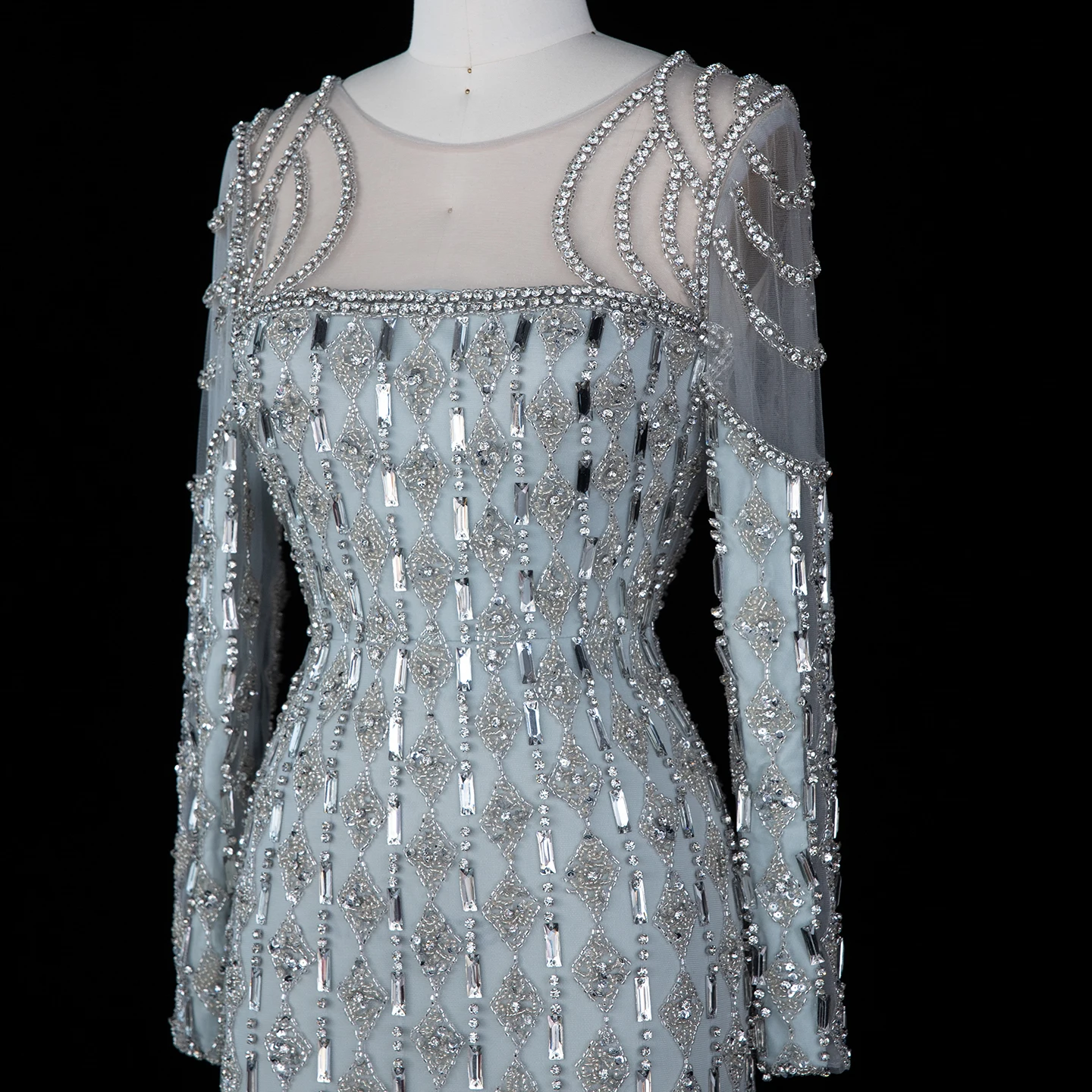 Sharon Said Luxuriöses Salbeigrünes Abendkleid Dubai Muslimisches Meerjungfrauenkleid mit Langen Ärmeln Islamisches Hochzeits-Party-Ballkleid SS398 Maßanfertigung – Detail 8