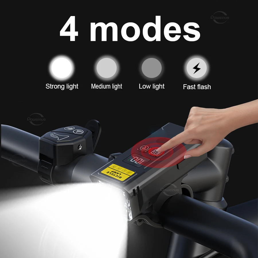 Lampu Depan Lampu Sepeda Induksi Lampu Sepeda LED Isi Ulang dengan Remote Control Lampu Depan Tahan Air Aksesori Sepeda